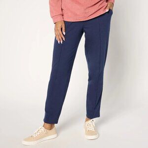 Sport Savvy Petite French Terry Pintuck Pull-On Pant - Navy Sz PM a37820